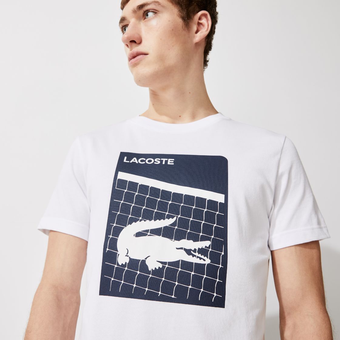 Футболка Lacoste , цвет белый, для мужчин Футболка Lacoste , цвет белый, для мужчин