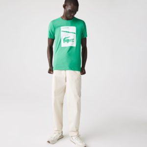 Футболка Lacoste , цвет зеленый, для мужчин Футболка Lacoste , цвет зеленый, для мужчин