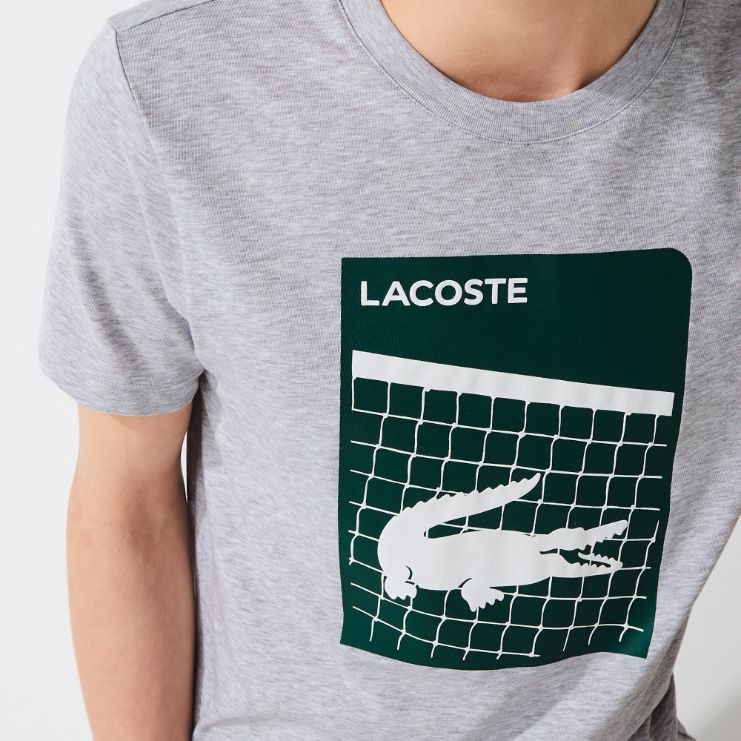 Футболка Lacoste , цвет серый, для мужчин Футболка Lacoste , цвет серый, для мужчин