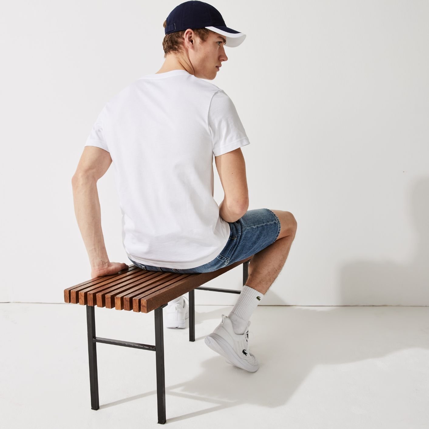 Футболка Lacoste , цвет белый, для мужчин Футболка Lacoste , цвет белый, для мужчин