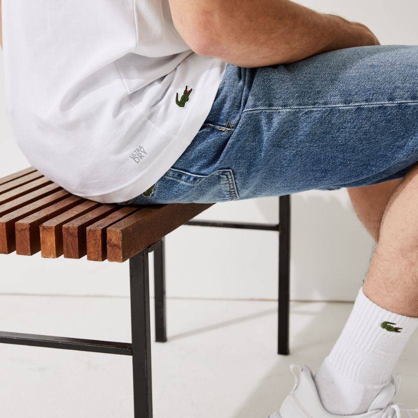 Футболка Lacoste , цвет белый, для мужчин Футболка Lacoste , цвет белый, для мужчин