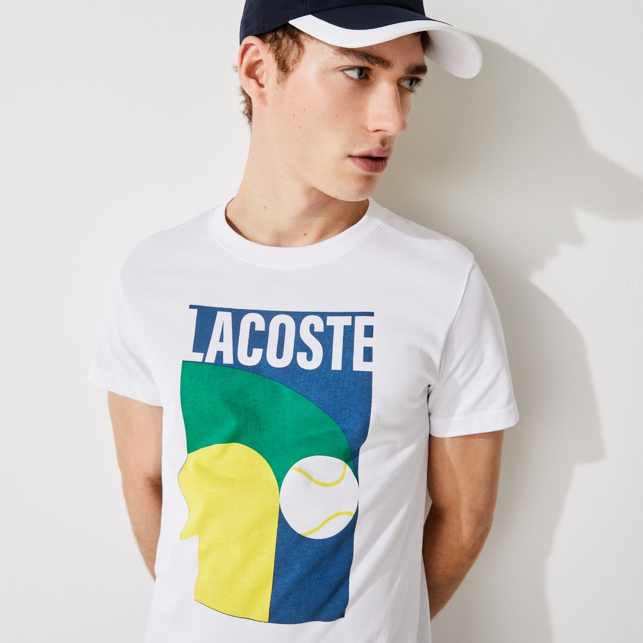 Футболка Lacoste , цвет белый, для мужчин Футболка Lacoste , цвет белый, для мужчин