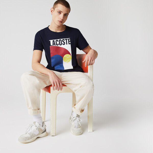 Футболка Lacoste , цвет синий, для мужчин Футболка Lacoste , цвет синий, для мужчин