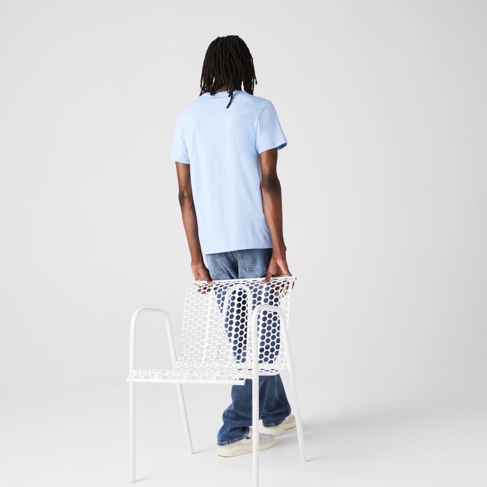 Футболка Lacoste , цвет голубой, для мужчин Футболка Lacoste , цвет голубой, для мужчин
