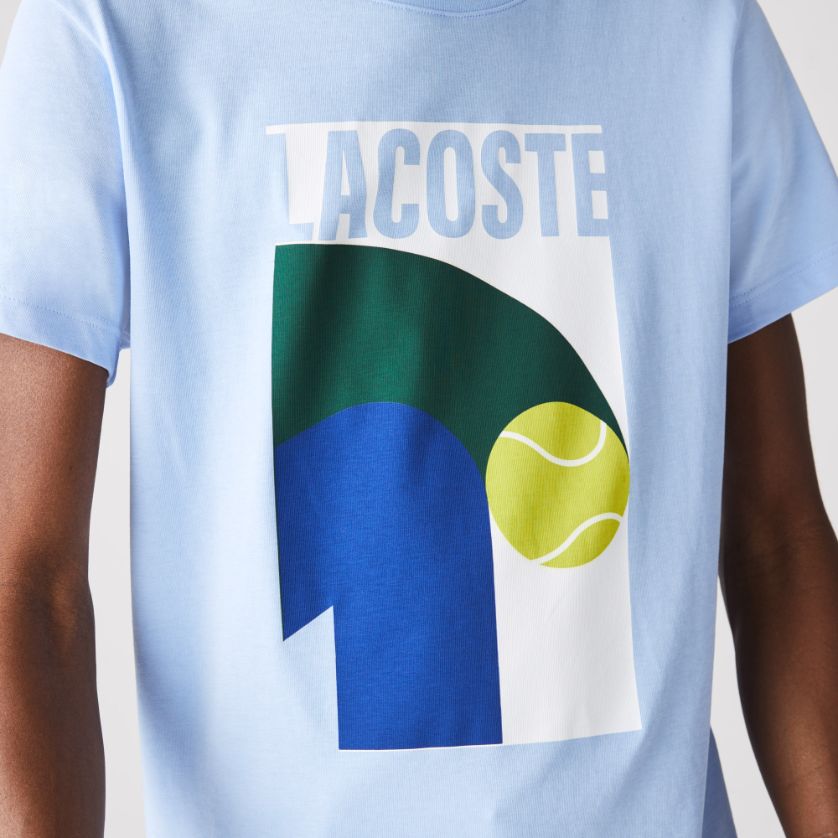 Футболка Lacoste , цвет голубой, для мужчин Футболка Lacoste , цвет голубой, для мужчин