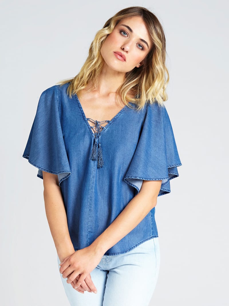 ДЖИНСОВЫЙ ТОП С ДЕТАЛЯМИ КОРСЕТА Guess ДЖИНСОВЫЙ ТОП С ДЕТАЛЯМИ КОРСЕТА Guess