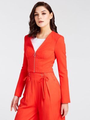 УКОРОЧЕННЫЙ ЖАКЕТ С МЕТАЛЛИЧЕСКИМИ АППЛИКАЦИЯМИ Guess